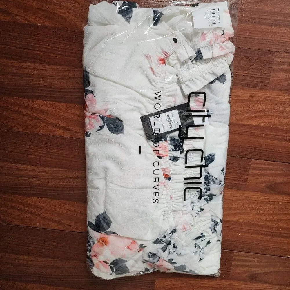 City Chic Lotus Tie White Off Shoulder Floral Maxi Dress Plus Size 24 NWT - Picture 3 of 7